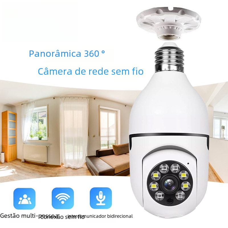 E27 Bulb Camera with 360° Indoor HD Night Vision