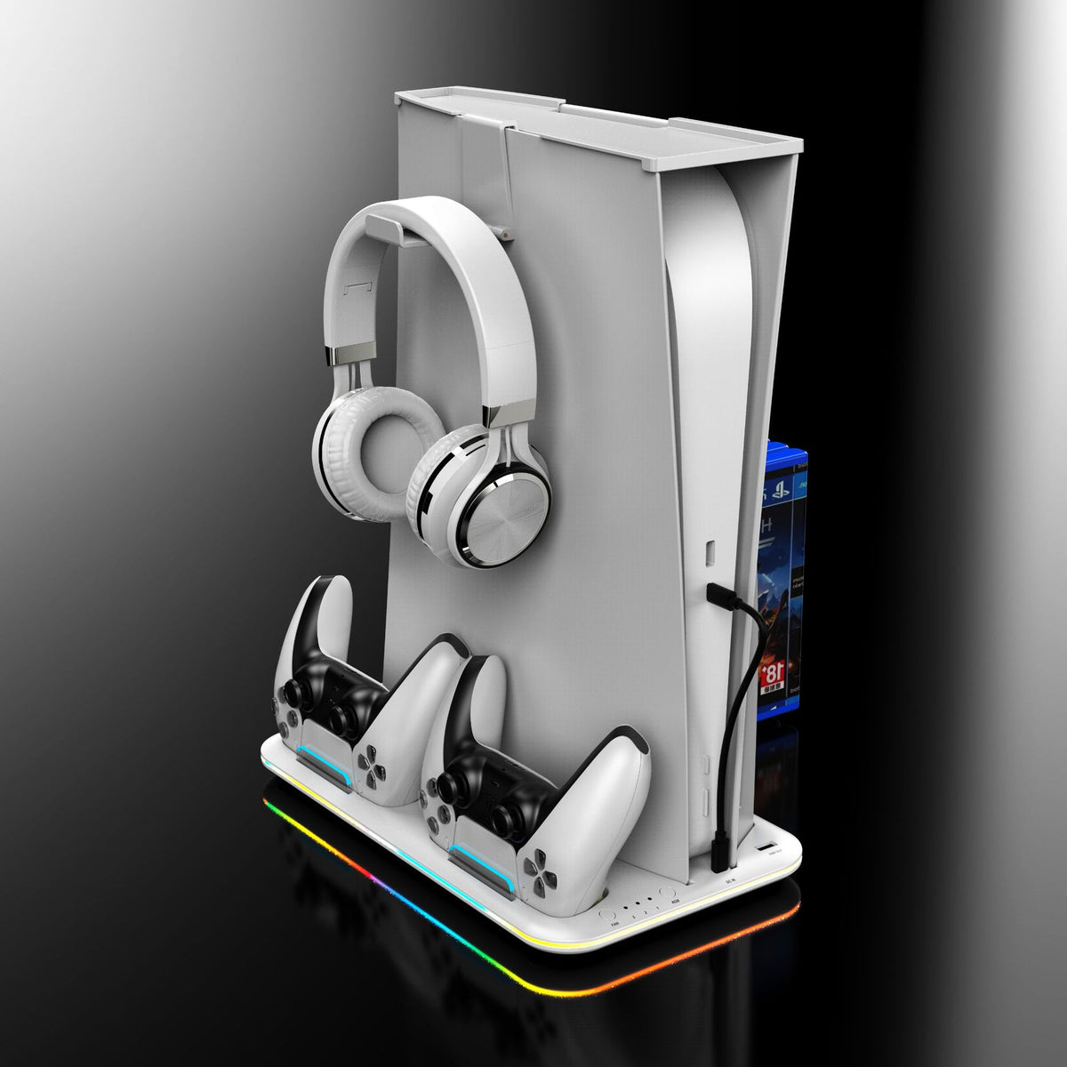 PS5 Charging Dock with RGB Light for Controllers and Headset