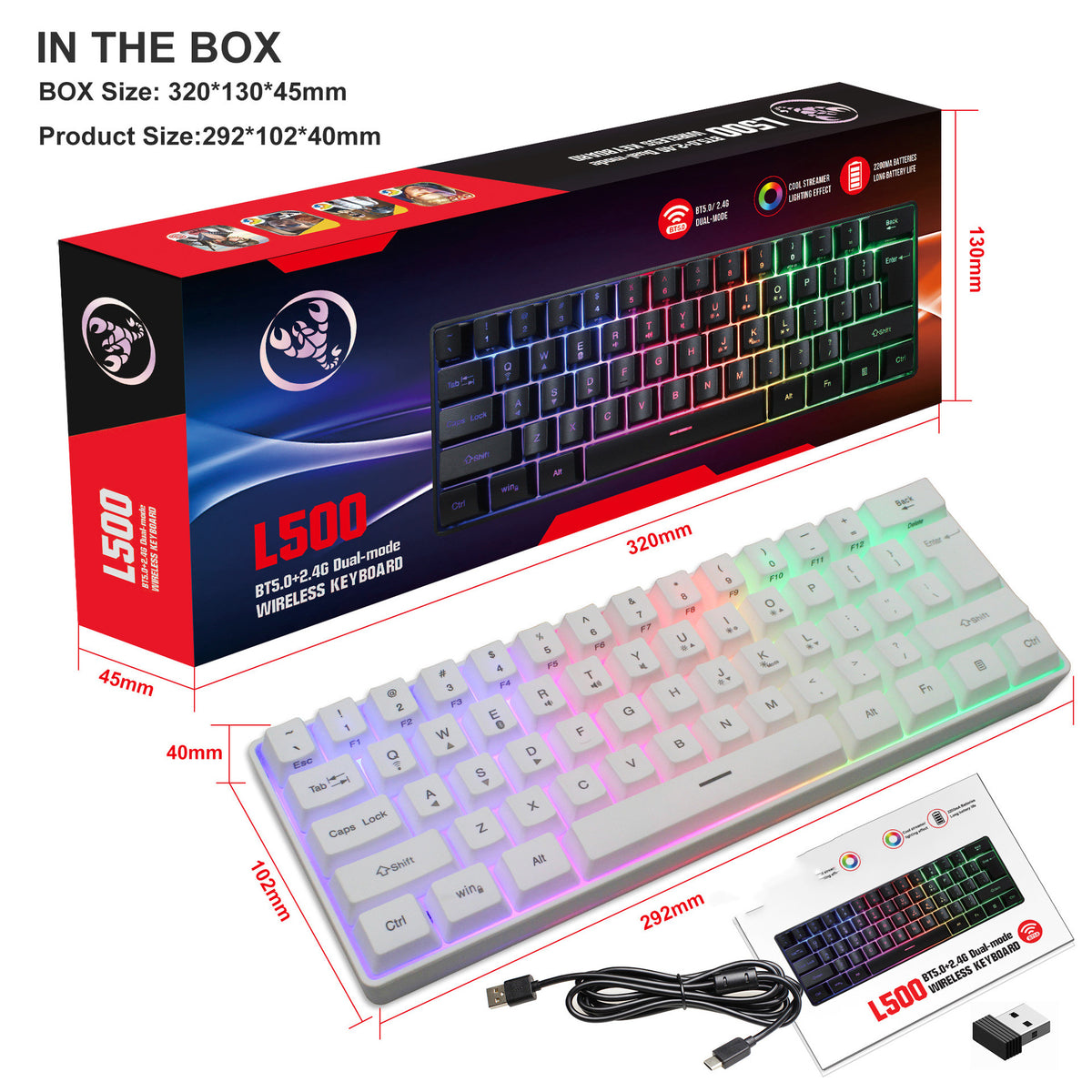 RGB 61-Key Wired Gaming Keyboard with RGB Backlight