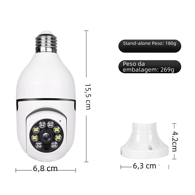 E27 Bulb Camera with 360° Indoor HD Night Vision